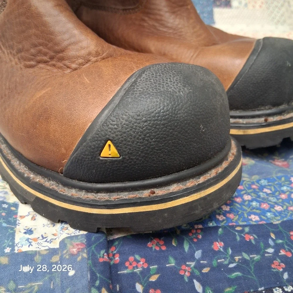KEEN Dallas Wellington Mens Size 7.5 Brown Leather Waterproof Soft Toe Work Boot
